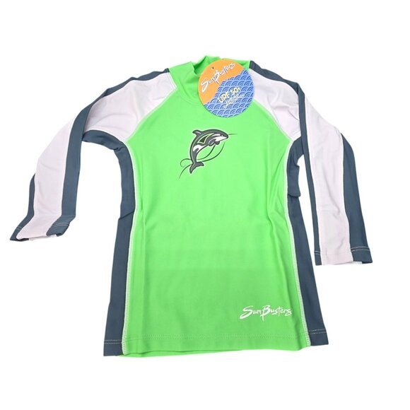 SunBusters Baby Rash Guard Swim Shirt UPF 50 Green 12-18 Months Protection JJ412 - Picture 1 of 5